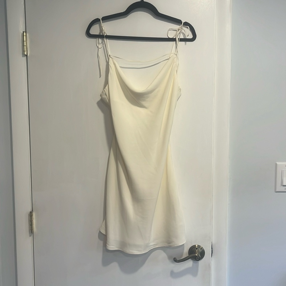 Cowl Neck Front Bar Mini Dress